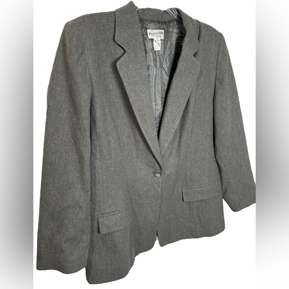 Pendleton 18w Plus Gray Wool One-Button Blazer - image 2